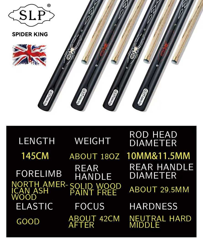 SLP Spider King – queue de billard fendue 3/4, 10mm, 11.5mm, avec sculpture d'araignée faite à la main