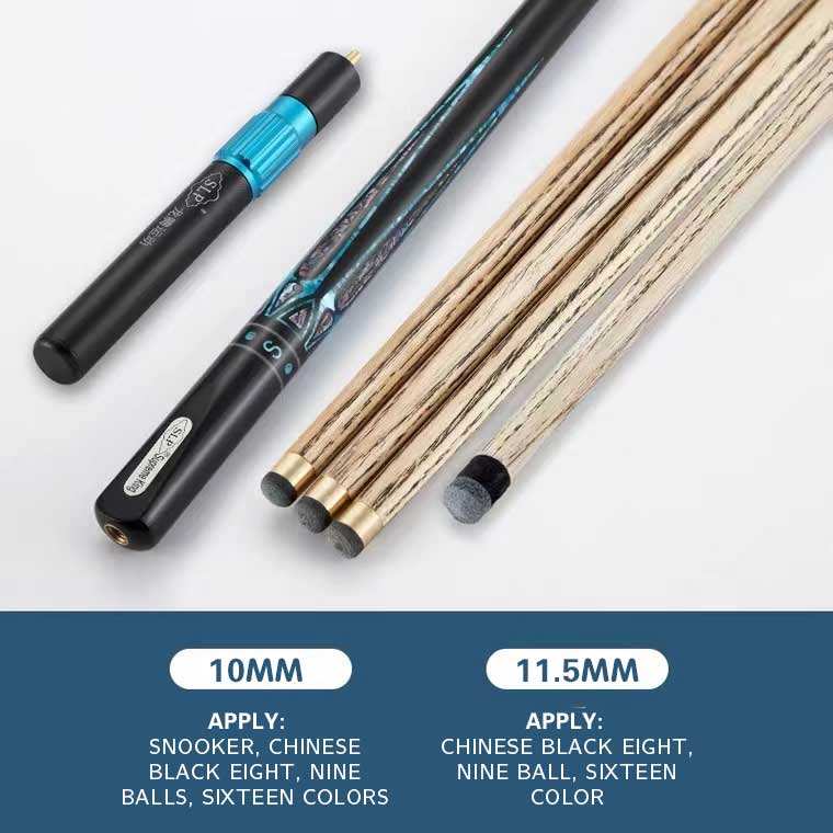 SLP – bâton de billard, incrustation de coquille d'ormeau faite à la main, joint 3/4 avec rallonge et sac de queue en cuir, 10mm 11.5mm